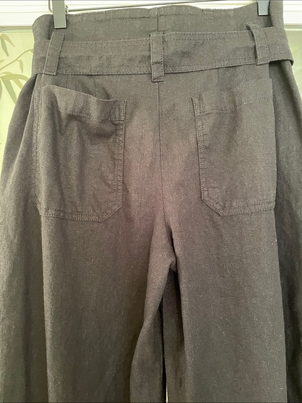 Gap Linen Wide Leg Pants Black Tie Waist High Rise Relaxed Coastal Chic Size 8 - Picture 7 of 11